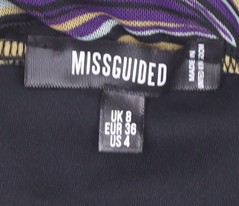 Missguided Women's Long Multicoloured Geometric Skirt, Size 8