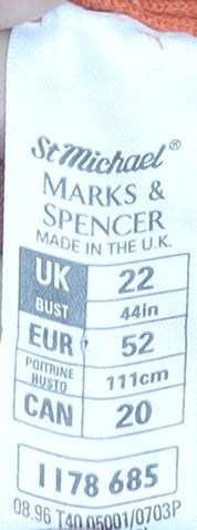 Womens UK Size 22 Marks and Spencer Orange Pullover Jumper