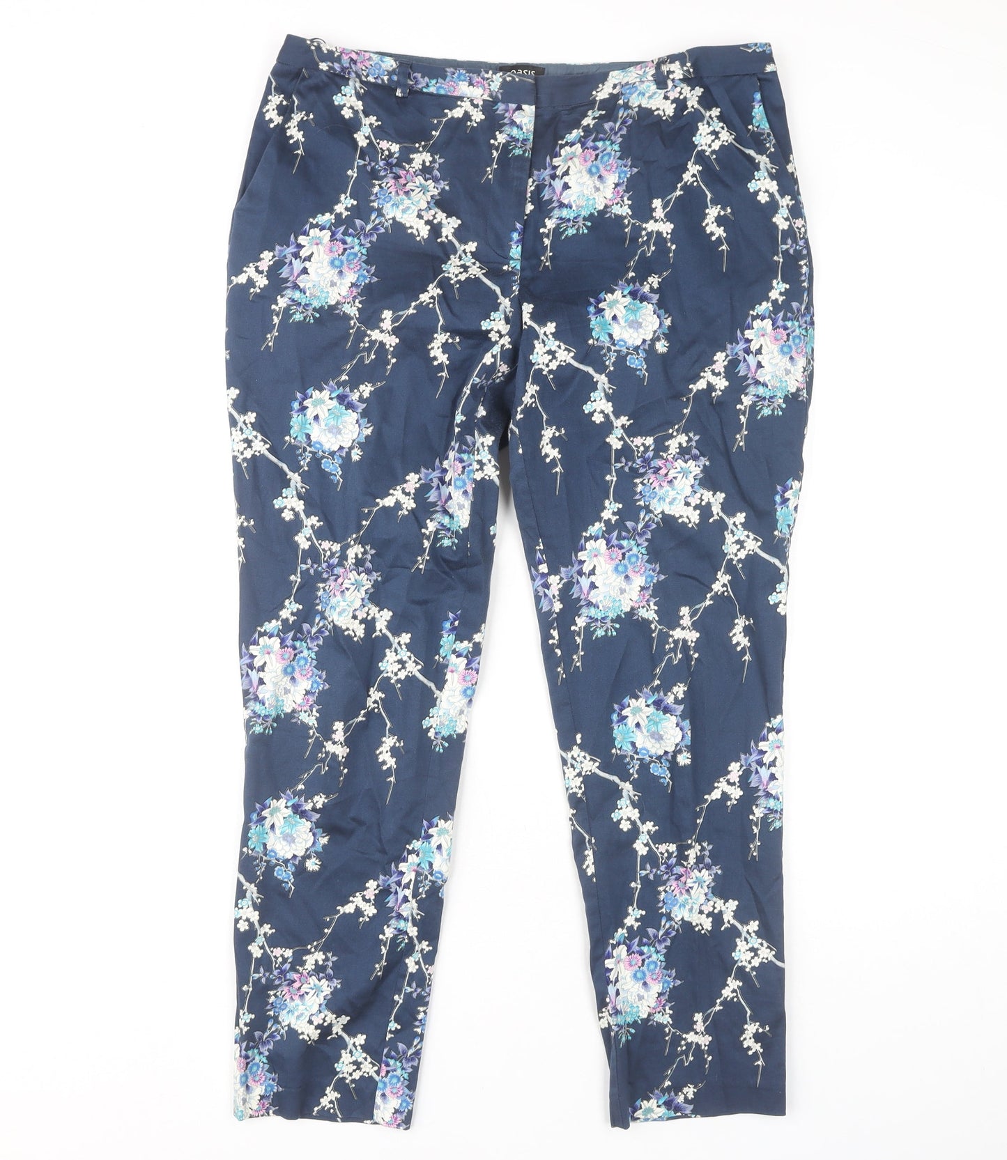 Womens UK Size 14 Oasis Regular Fit Casual Blue Trousers