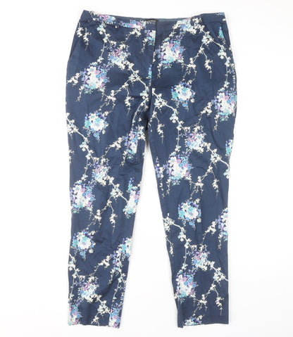Womens UK Size 14 Oasis Regular Fit Casual Blue Trousers