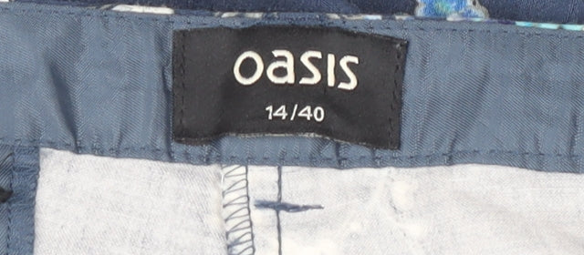 Womens UK Size 14 Oasis Regular Fit Casual Blue Trousers