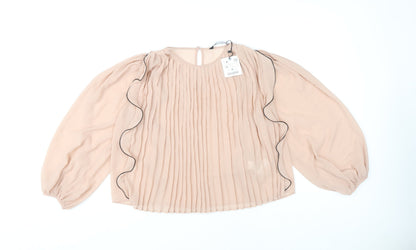 Womens UK Size 12 Zara Beige Basic Blouse