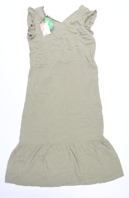 b.young Women's Green Flutter Sleeve Dress Size 12