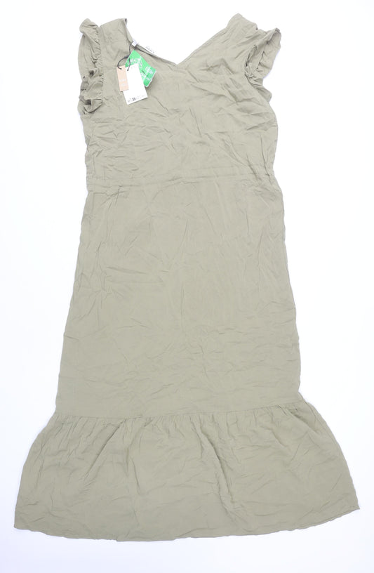 b.young Women's Green Flutter Sleeve Dress Size 12