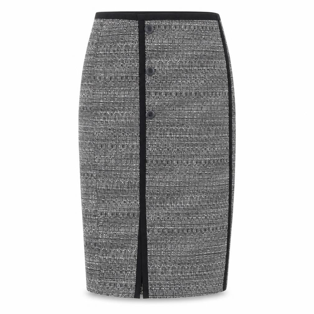 Front view of Tu Women's Grey Geometric Pencil Skirt Knee Length Workwear
