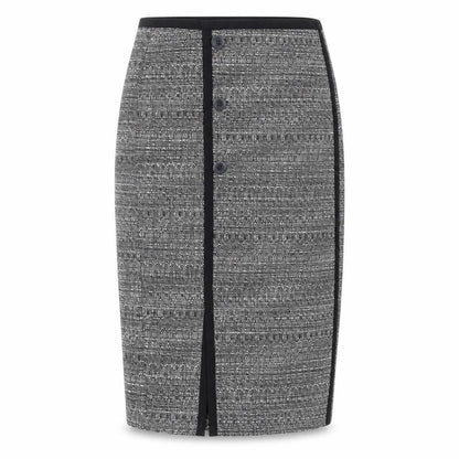 Front view of Tu Women's Grey Geometric Pencil Skirt Knee Length Workwear