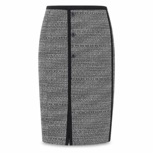 Front view of Tu Women's Grey Geometric Pencil Skirt Knee Length Workwear