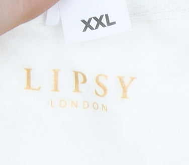 Lipsy London Women's Ivory Glitter Holiday Sweatshirt 2XL