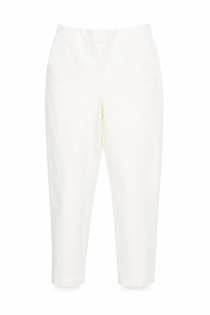 Front view of Zara Women's White Trousers M Elastic Waist