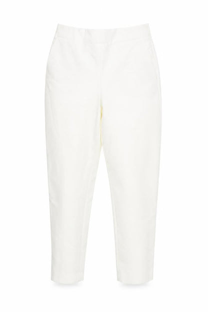 Front view of Zara Women's White Trousers M Elastic Waist