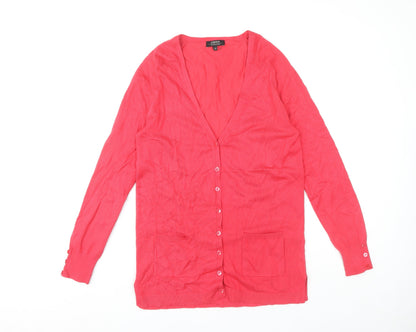 Womens UK Size 12 Papaya Red Cardigan Jumper