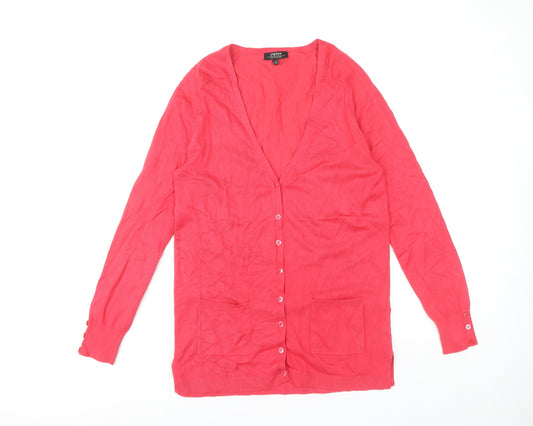 Womens UK Size 12 Papaya Red Cardigan Jumper