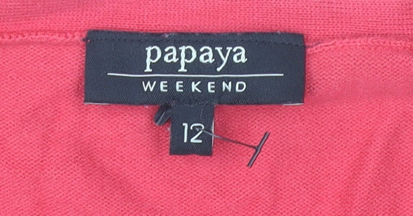 Womens UK Size 12 Papaya Red Cardigan Jumper