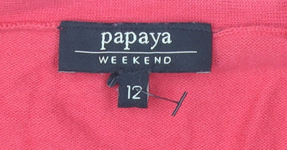 Womens UK Size 12 Papaya Red Cardigan Jumper