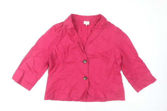 East Women’s Pink Linen Blazer Size 16 3/4 Sleeve