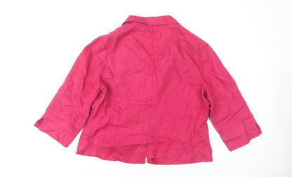 East Women’s Pink Linen Blazer Size 16 3/4 Sleeve