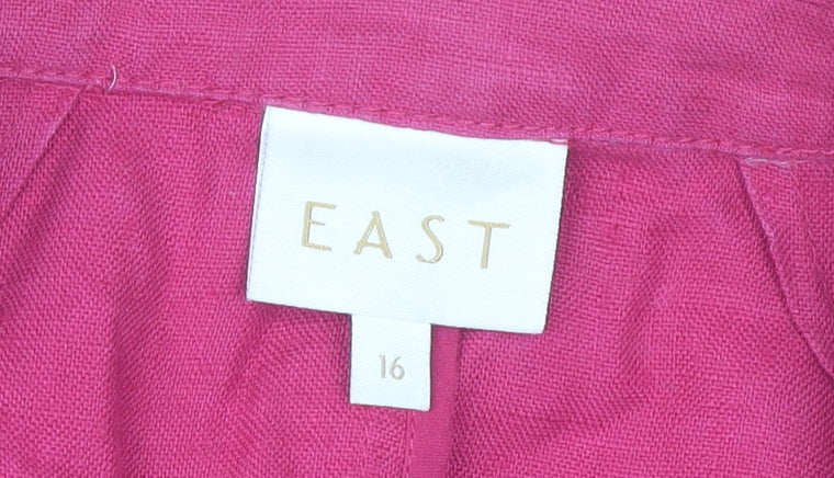 East Women’s Pink Linen Blazer Size 16 3/4 Sleeve