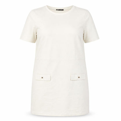 Zara Women's Ivory Shift Dress, Size 16, Short Sleeve