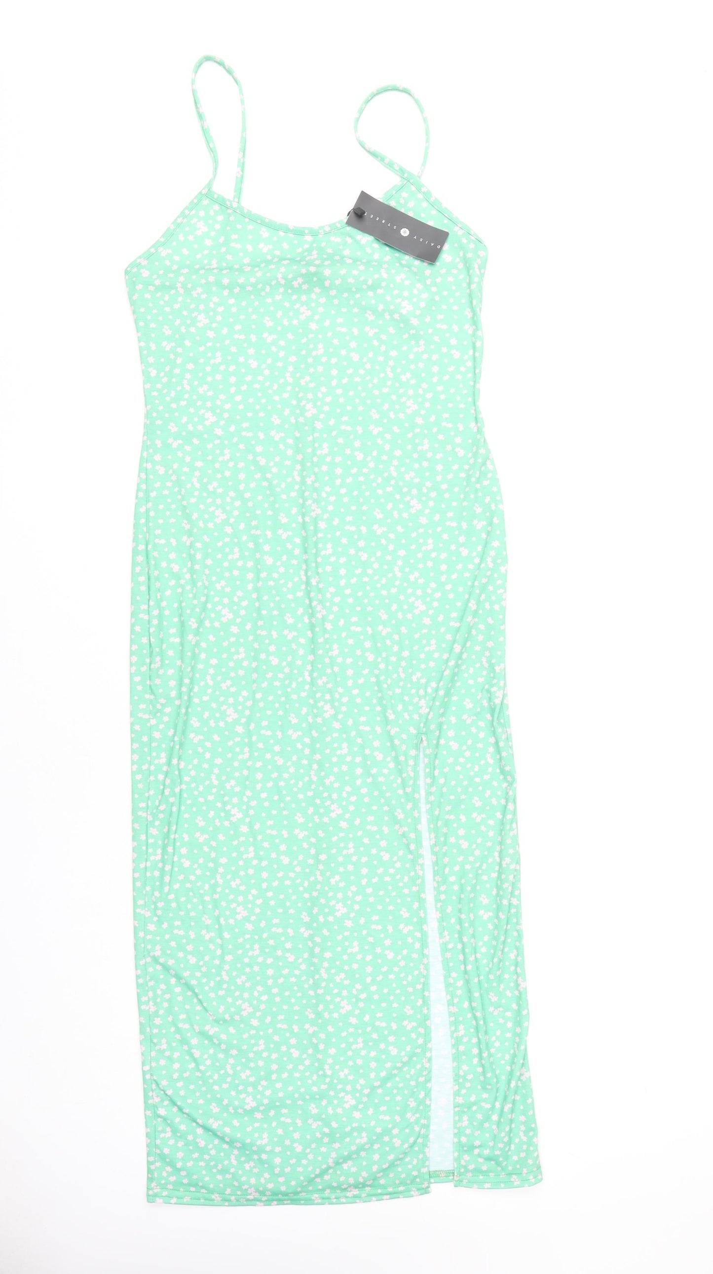 Daisy Street Women's Green Floral Slip Dress - Size 14