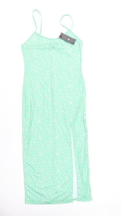 Daisy Street Women's Green Floral Slip Dress - Size 14