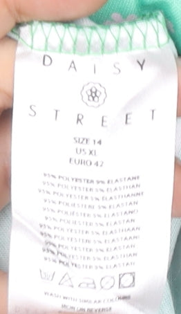 Daisy Street Women's Green Floral Slip Dress - Size 14