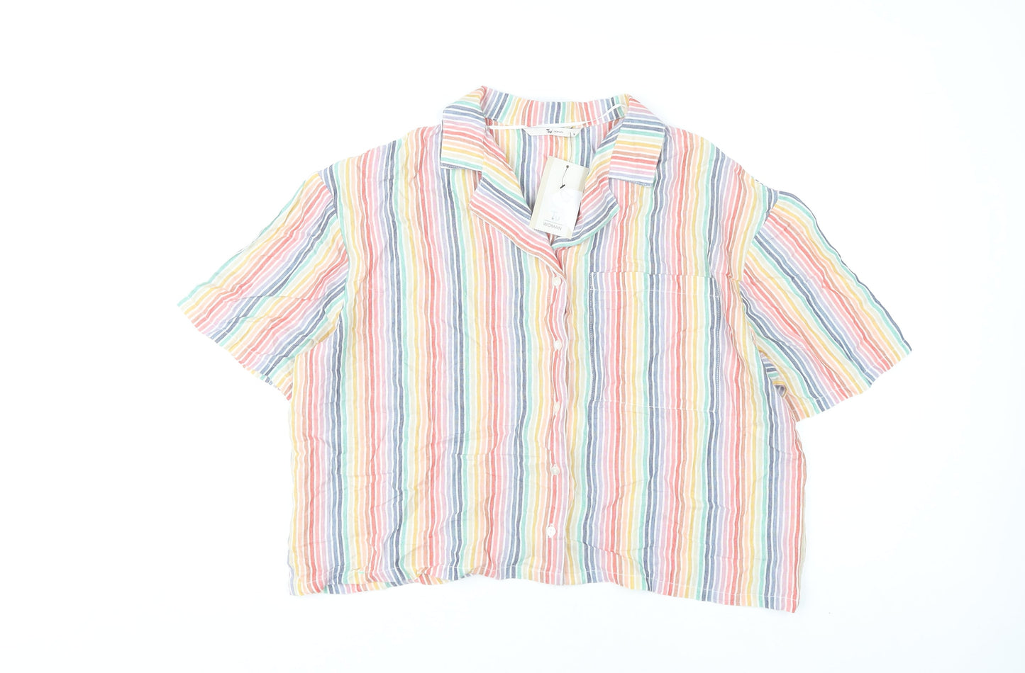 Tu Women's Multicoloured Striped Button-Up Shirt Size 16