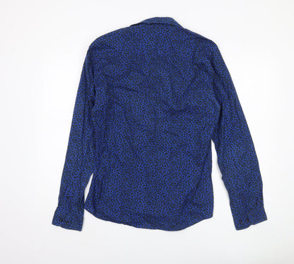 Selected Homme Mens Blue Animal Print Shirt M Slim Fit