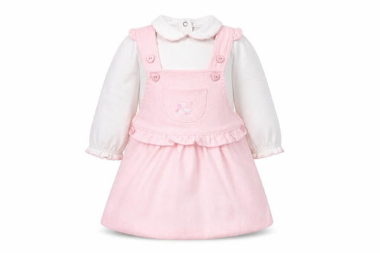 Amore Girls Pink Pinafore Dress 3-6 Months Collared Button