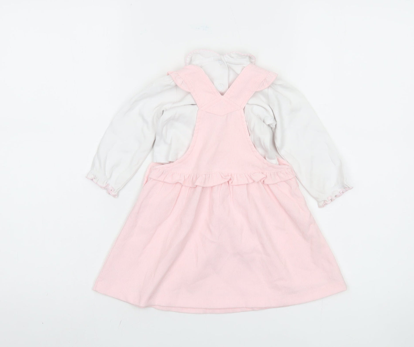 Amore Girls Pink Pinafore Dress 3-6 Months Collared Button