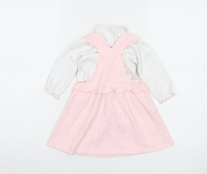 Amore Girls Pink Pinafore Dress 3-6 Months Collared Button