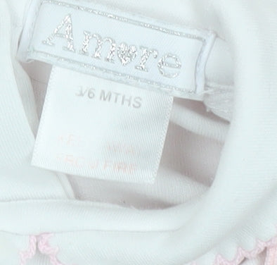 Amore Girls Pink Pinafore Dress 3-6 Months Collared Button
