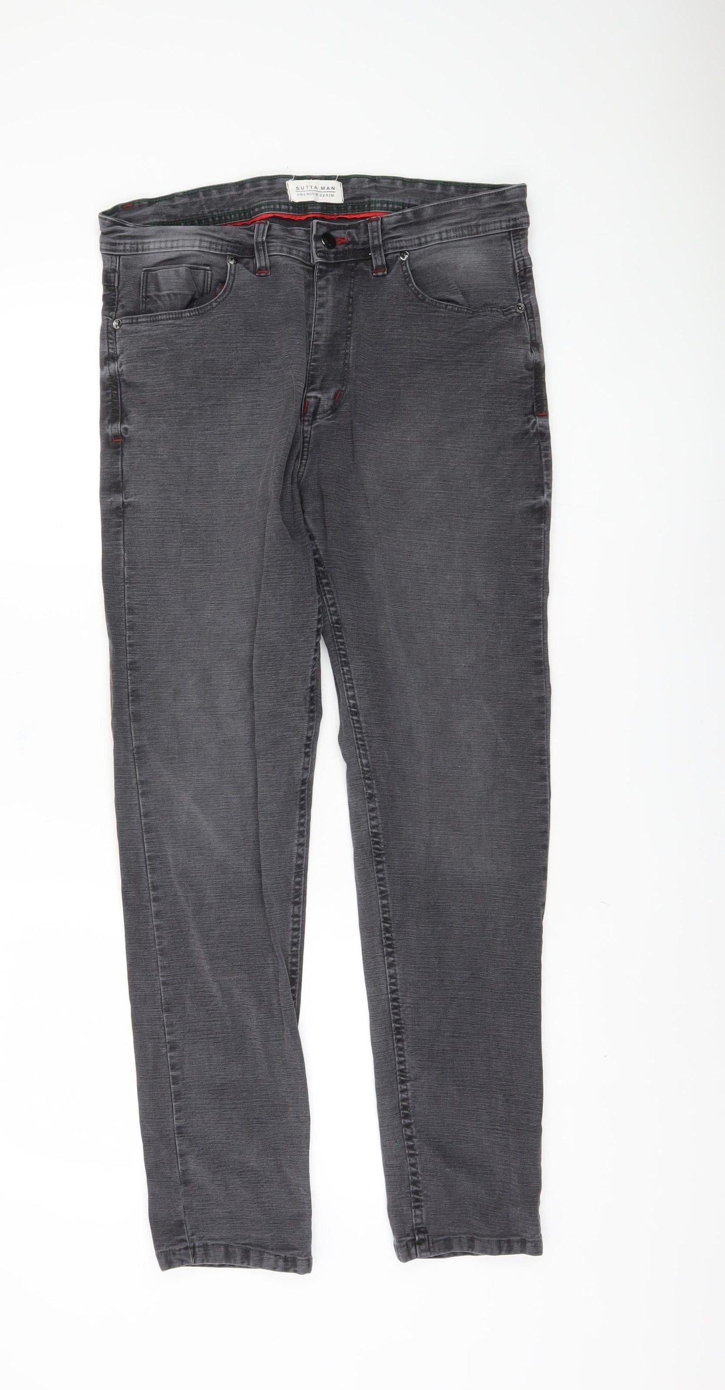Mens UK Size 34 Sutta Man Regular Fit Straight Grey Jeans
