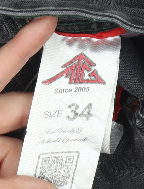 Mens UK Size 34 Sutta Man Regular Fit Straight Grey Jeans
