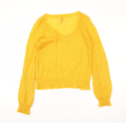 Womens UK Size 8 Divided Yellow Pullover Jumper