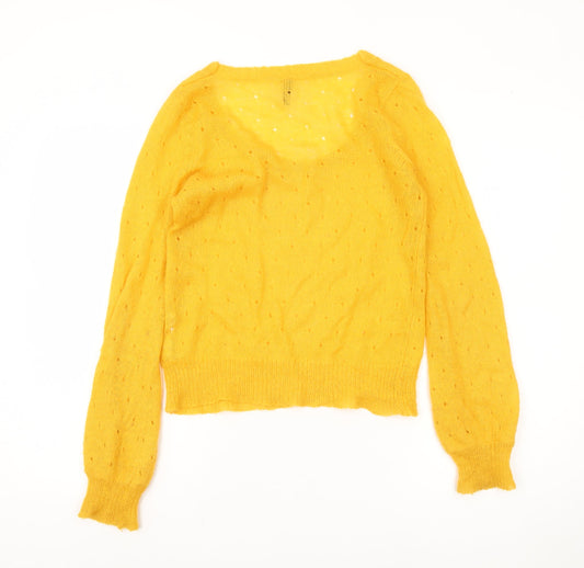Womens UK Size 8 Divided Yellow Pullover Jumper