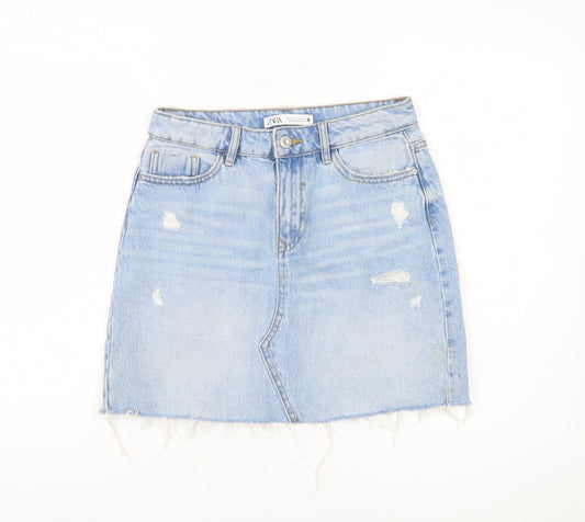 Womens UK Size 8 Zara Straight & Pencil Denim Skirt