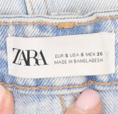Womens UK Size 10 Zara Mini Denim Skirt