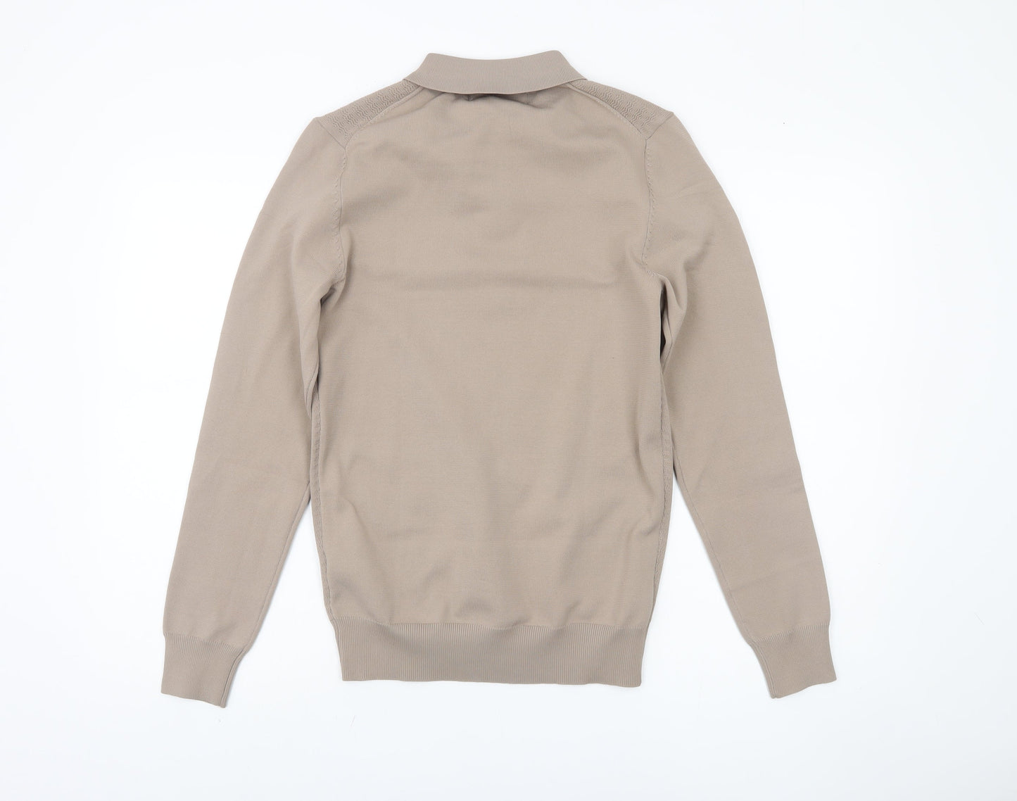 River Island Men's Beige Collared Full Zip Jumper S