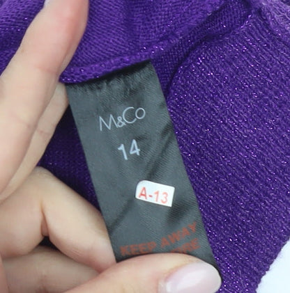 Womens UK Size 14 M&Co Purple Pullover Jumper
