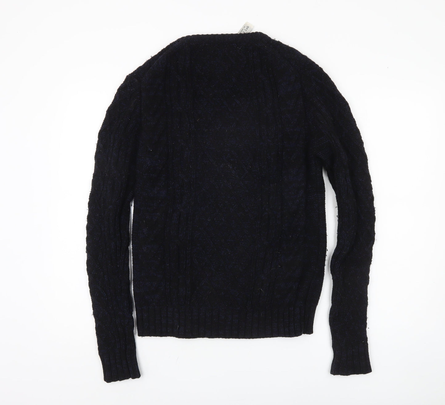 Label Lab Men's Black Cable-Knit Wool Jumper, S