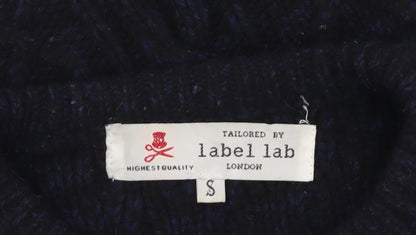 Label Lab Men's Black Cable-Knit Wool Jumper, S