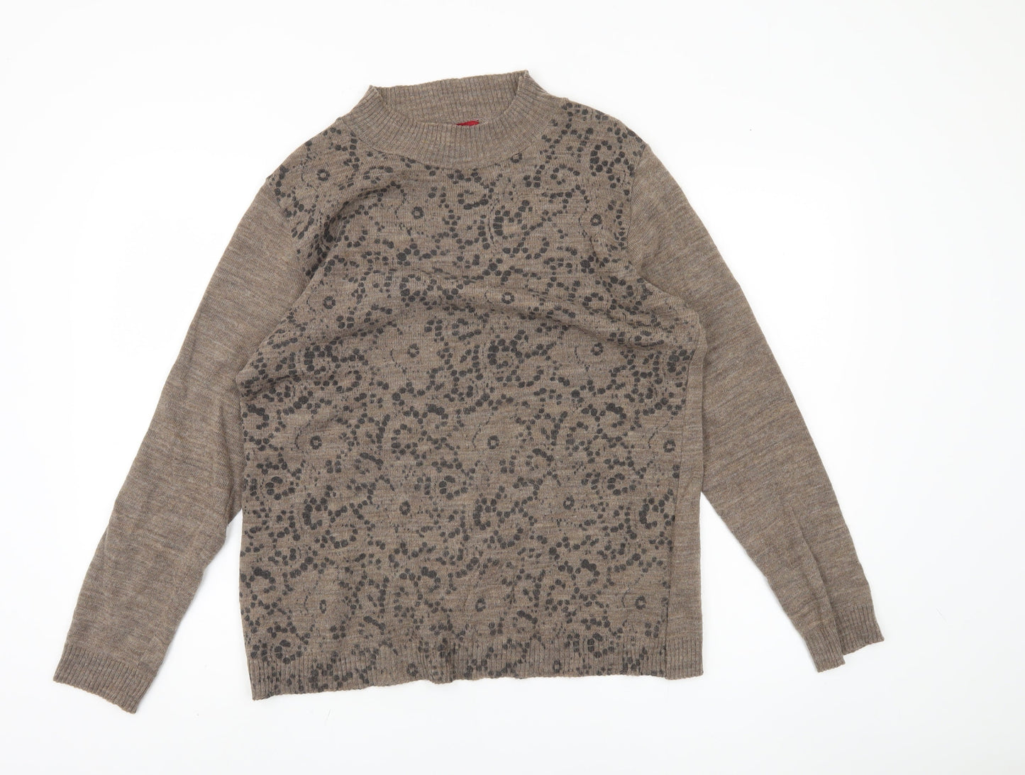 La Maison du Jersey Women's Brown Floral Knit Pullover, Size 18/20