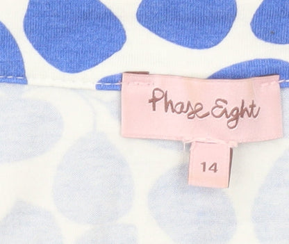 Phase Eight Women's Blue Geometric T-Shirt Size 14