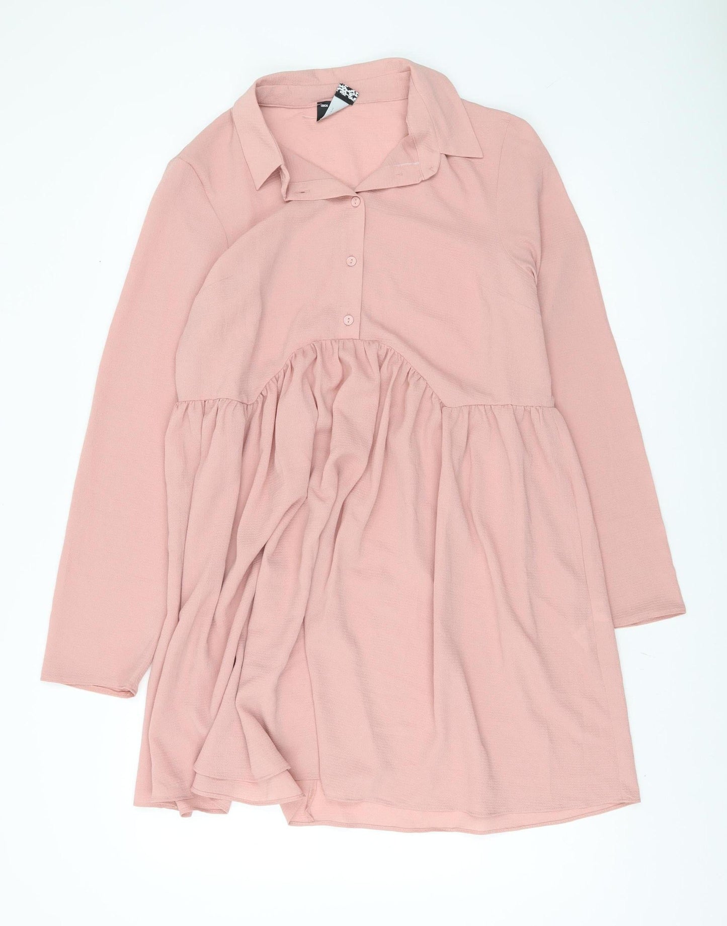 ASOS DESIGN Women's Pink Long Sleeve Collared Dress