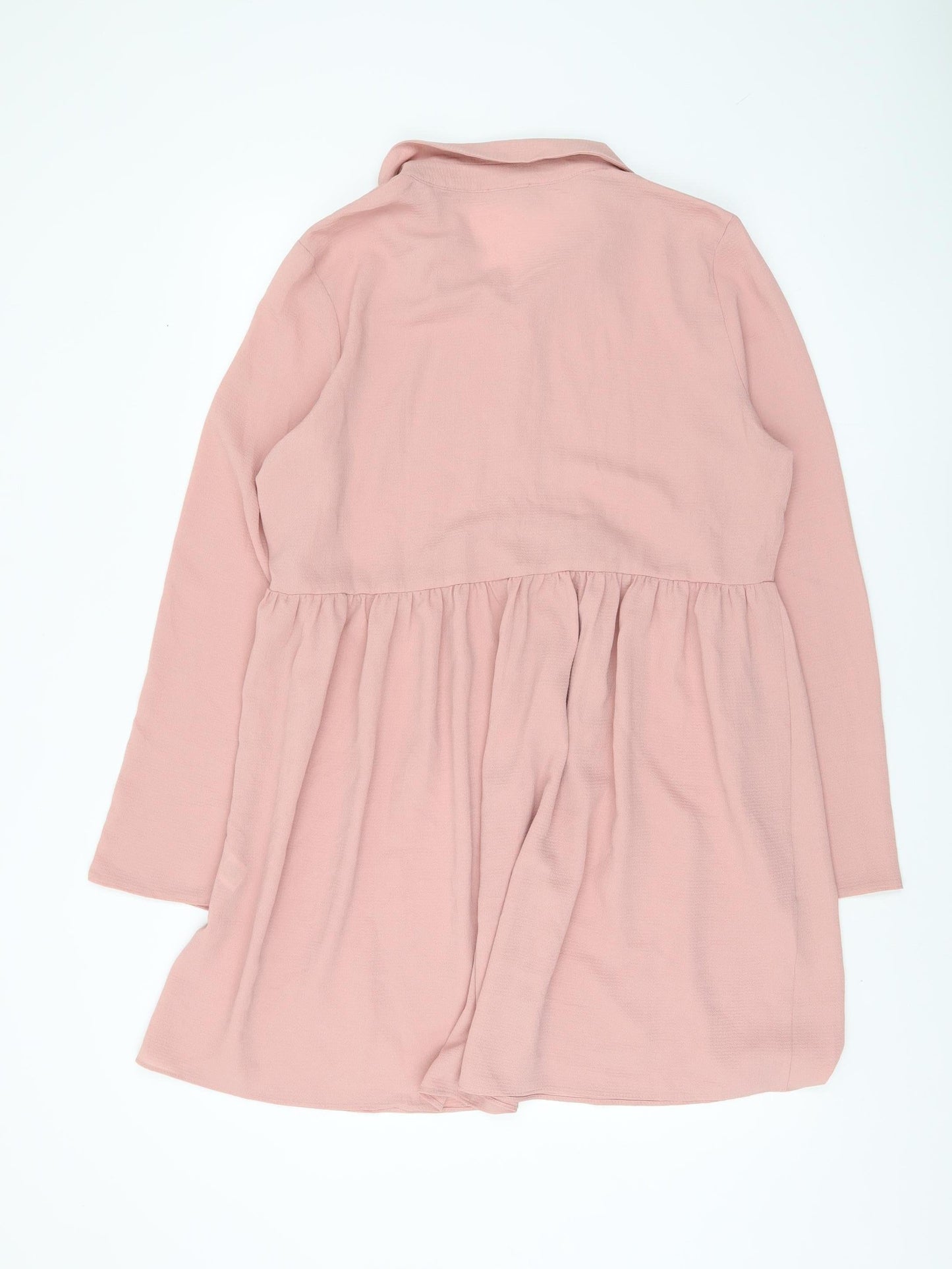 ASOS DESIGN Women's Pink Long Sleeve Collared Dress