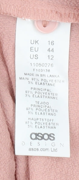 ASOS DESIGN Women's Pink Long Sleeve Collared Dress