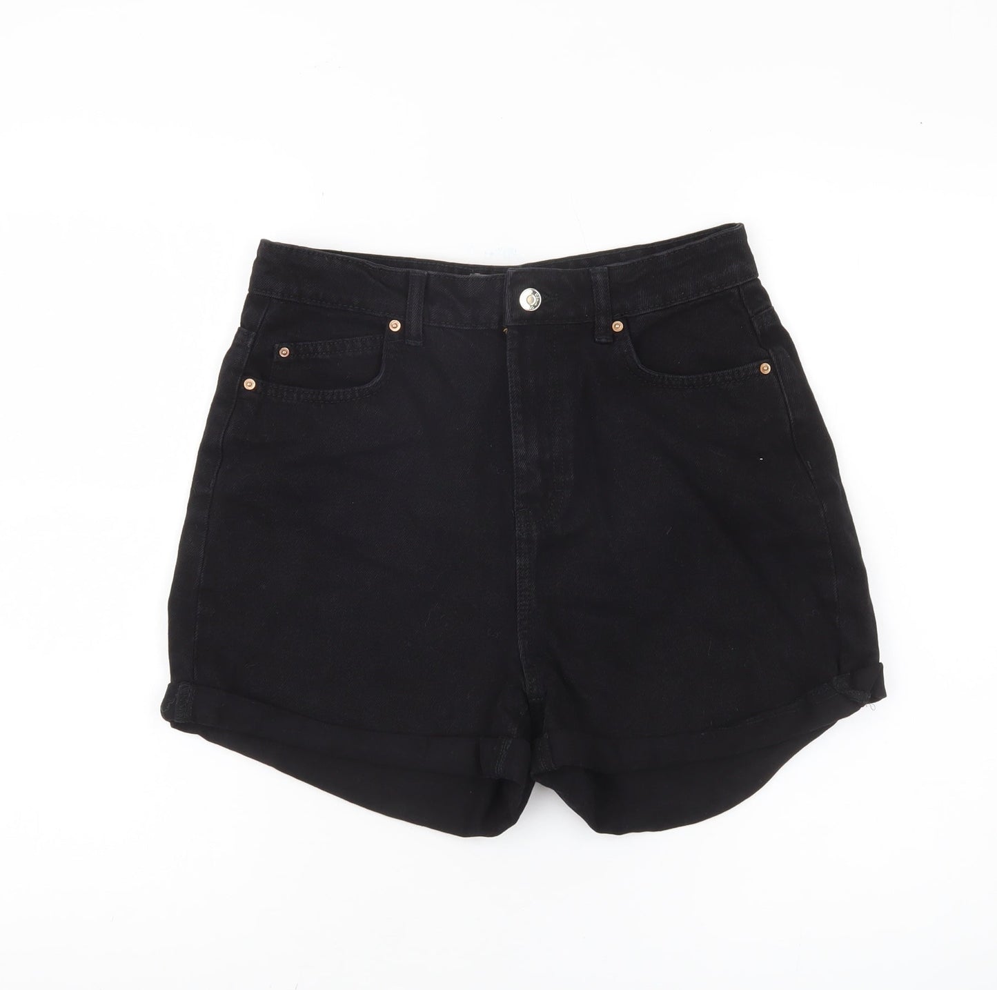 Primark Women's Black Denim High Waist Shorts, Size 8