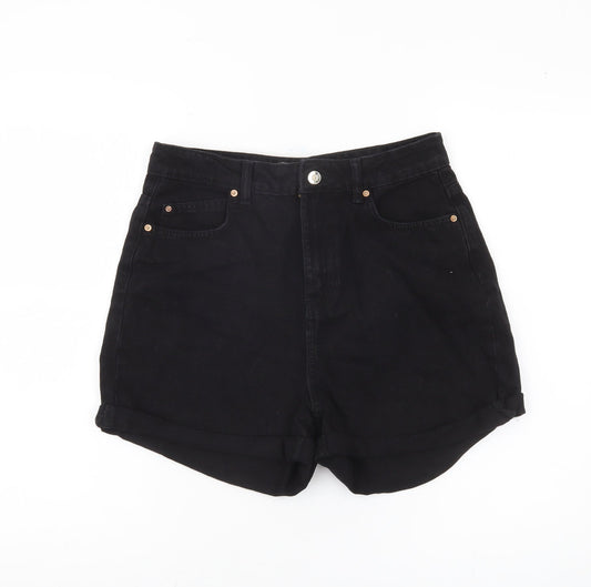 Primark Women's Black Denim High Waist Shorts, Size 8