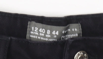 Primark Women's Black Denim High Waist Shorts, Size 8