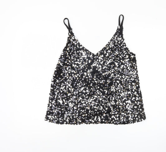 Next Women’s Black Sequin Camisole Tank Top Size 10